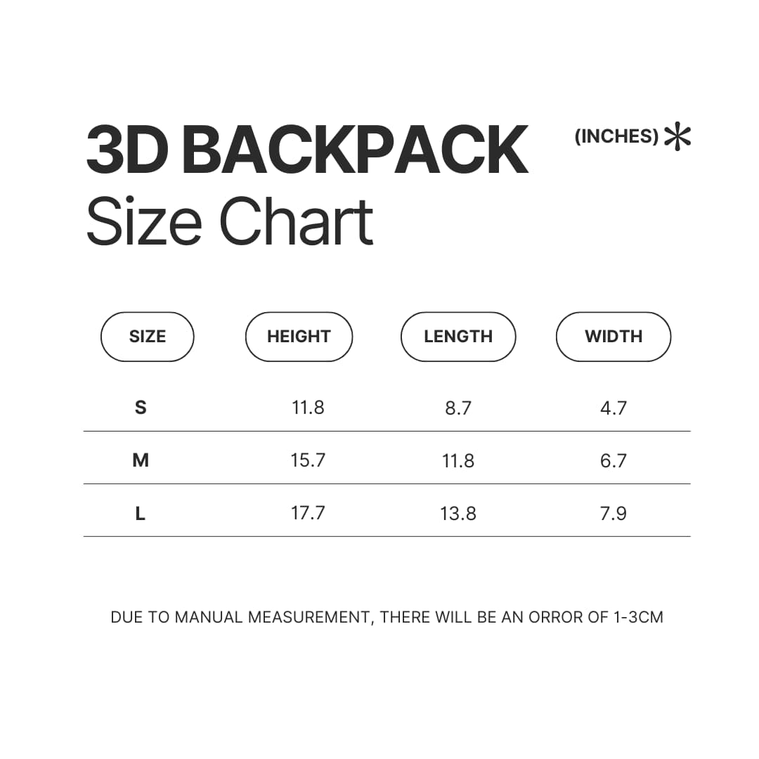 3D Backpack Size Chart - Doja Cat UK Shop