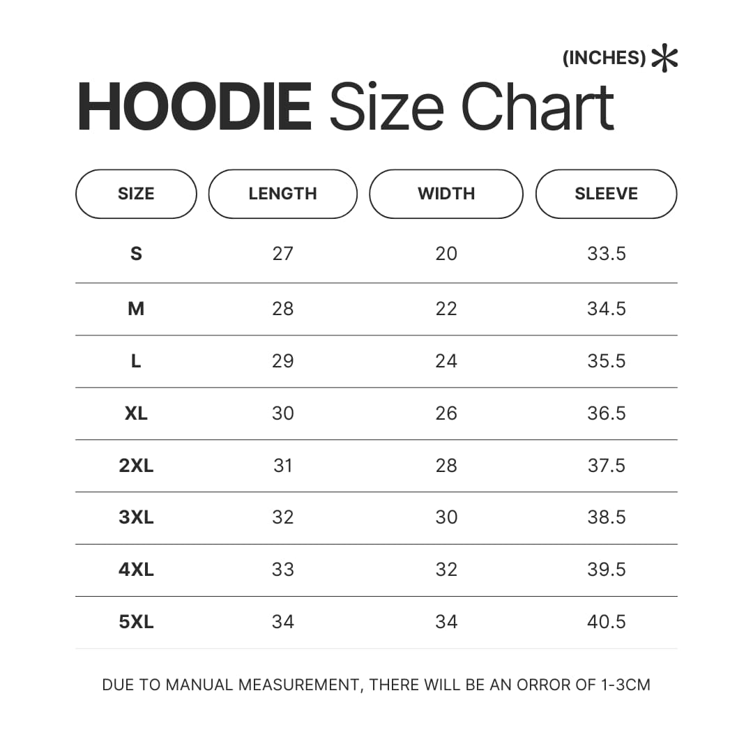 Hoodie Size Chart - Doja Cat UK Shop