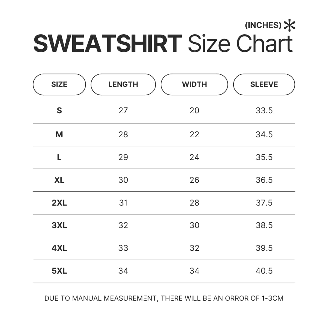 Sweatshirt Size Chart - Doja Cat UK Shop