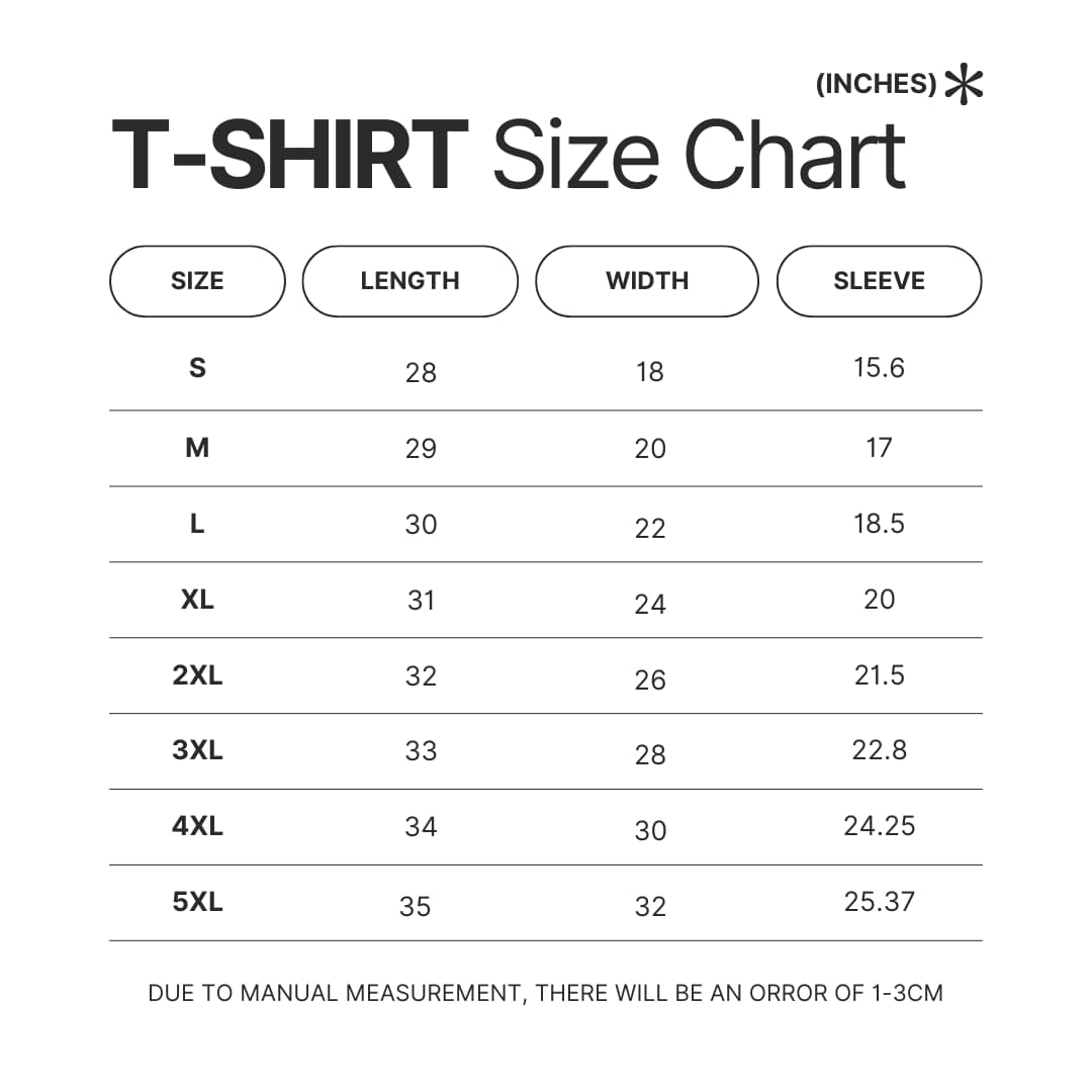 T shirt Size Chart - Doja Cat UK Shop