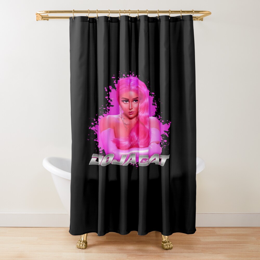 Doja Cat Neon Pink Portrait Shower Curtain